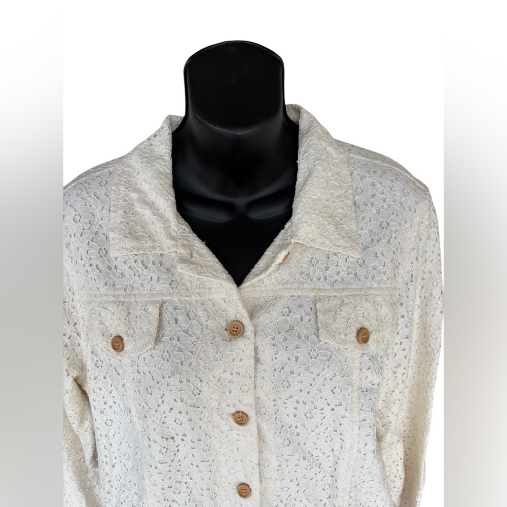 Cold water Creek Jacket Womens Sz M off white Embroidered Eyelet Lace preloved - Picture 6 of 7